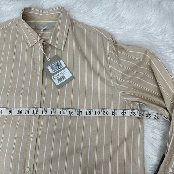 Everlane Women’s NWT Tan Coastal Striped The‎ Silky Cotton Relaxed Shirt 16/C48 - Picture 10 of 11